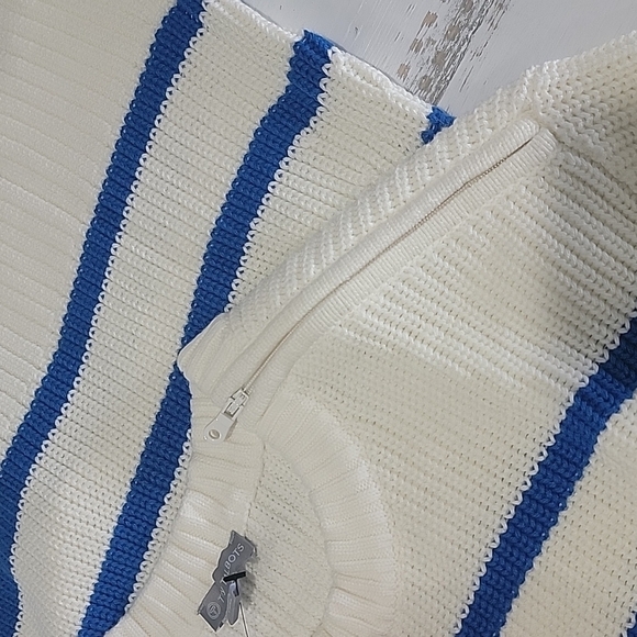 Talbots MULTI STRIPE CREWNECK HIGH-LOW SWEATER - Picture 3 of 4